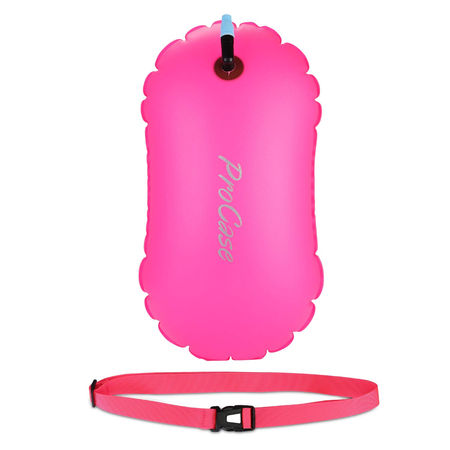 ProCase Highly Visible Swim Buoy, Lightweight Tow Float with Adjustable Waist Belt for Open Water Swimming, Kayaking, Snorkelling, Training -Magenta