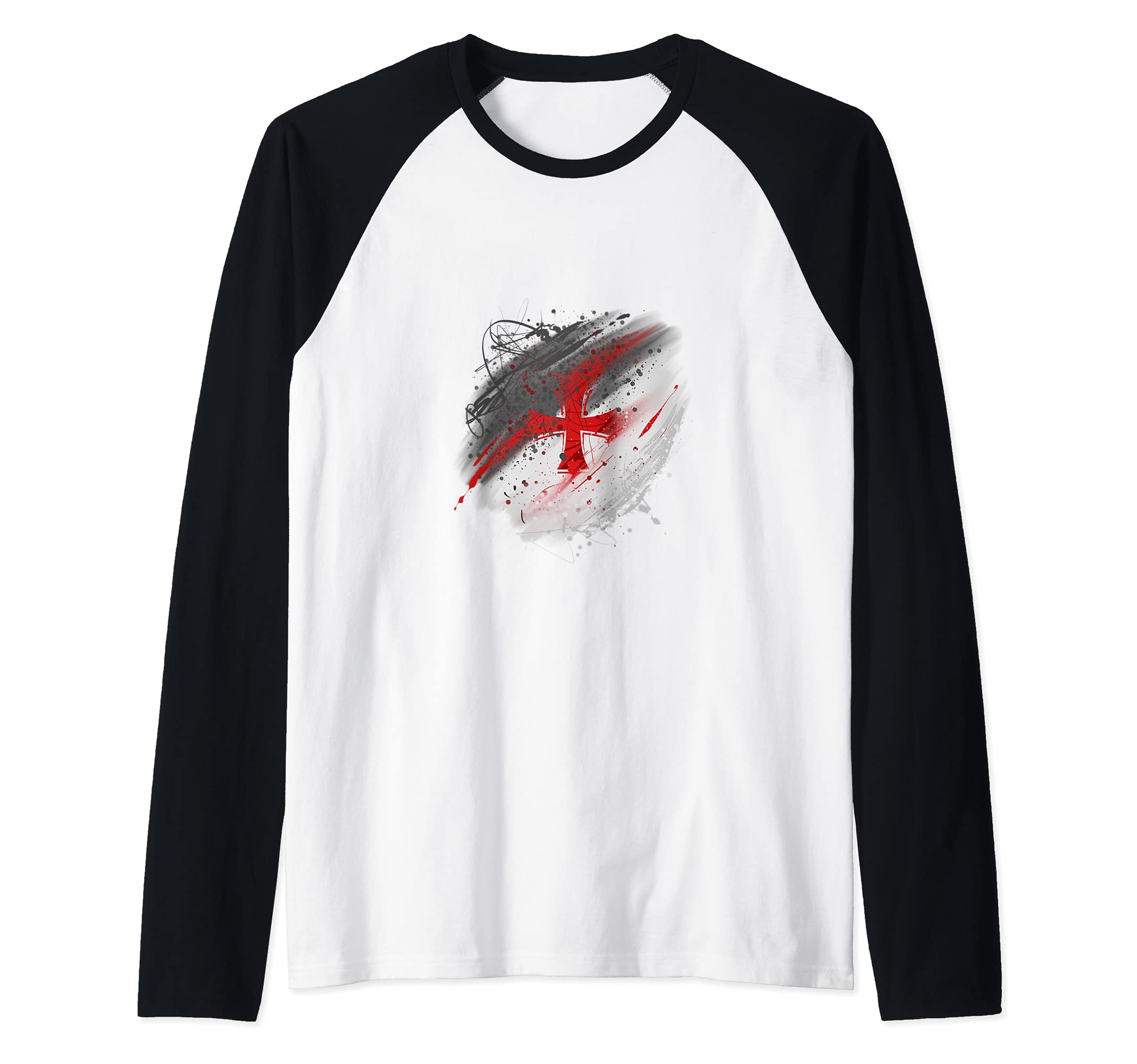 Crusader Knights Templar Cross Raglan Baseball Tee