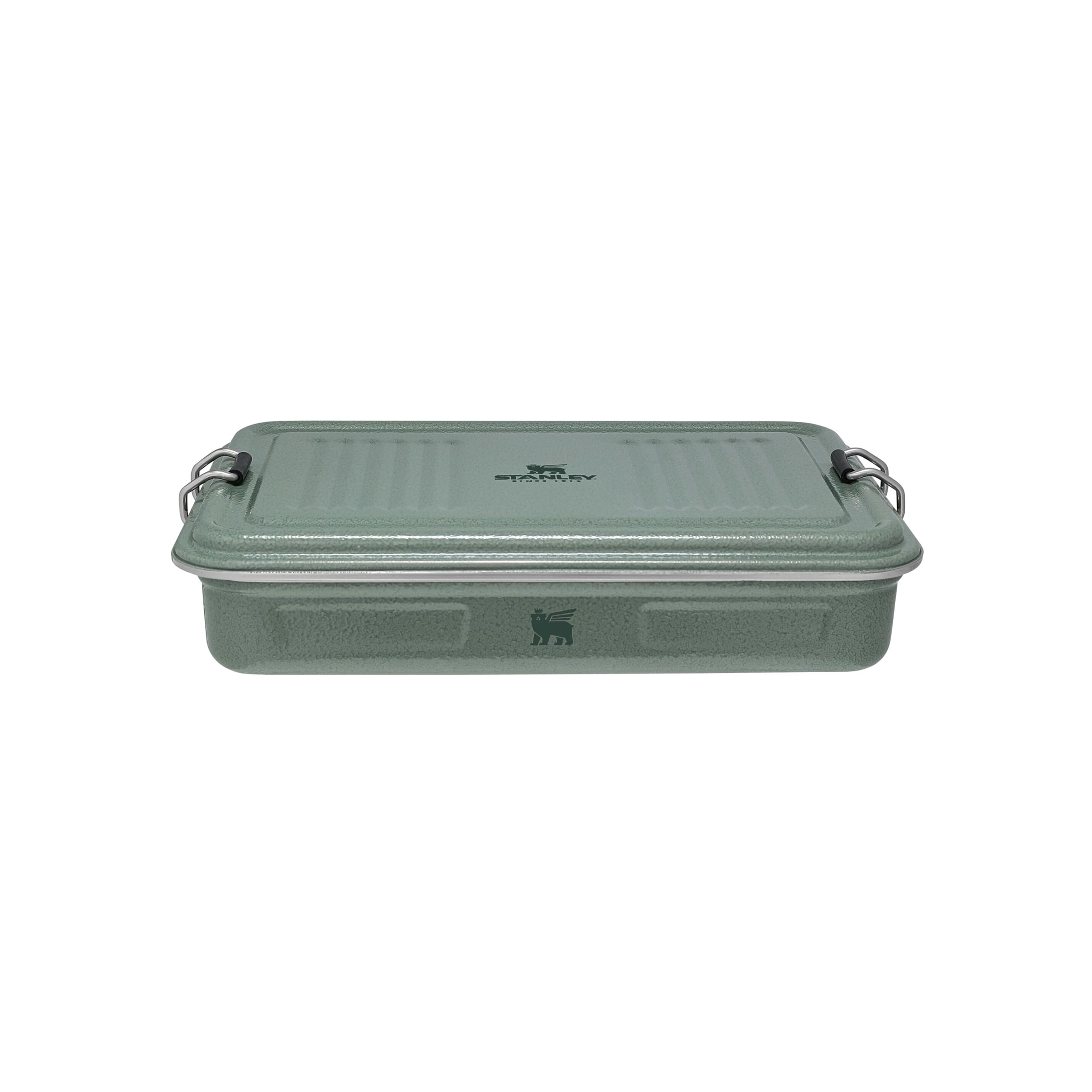 STANLEY 1913 The Useful Classic Box 1.2L - Dishwasher Safe - Stainless Steel Lunch Box - Stackable Sandwich Box - BPA-Free - Secure Closure - Hammertone Green