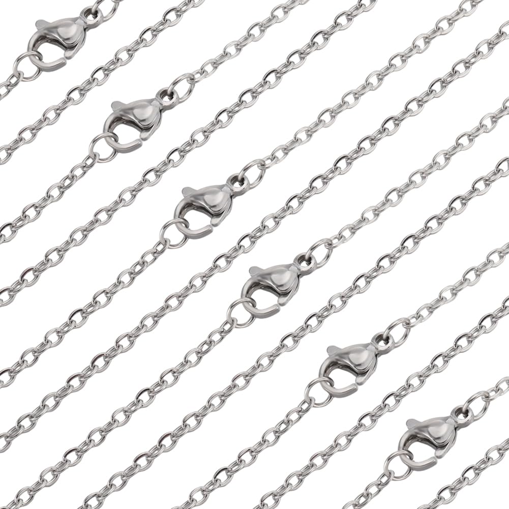 Beebeecraft 30 Pack 20 Inch 304 Stainless Steel Chain Necklace 2mm Silver Cable Chains Necklace Bulk with Lobster Clasps for DIY Jewellery Making Pendant DIY Crafts