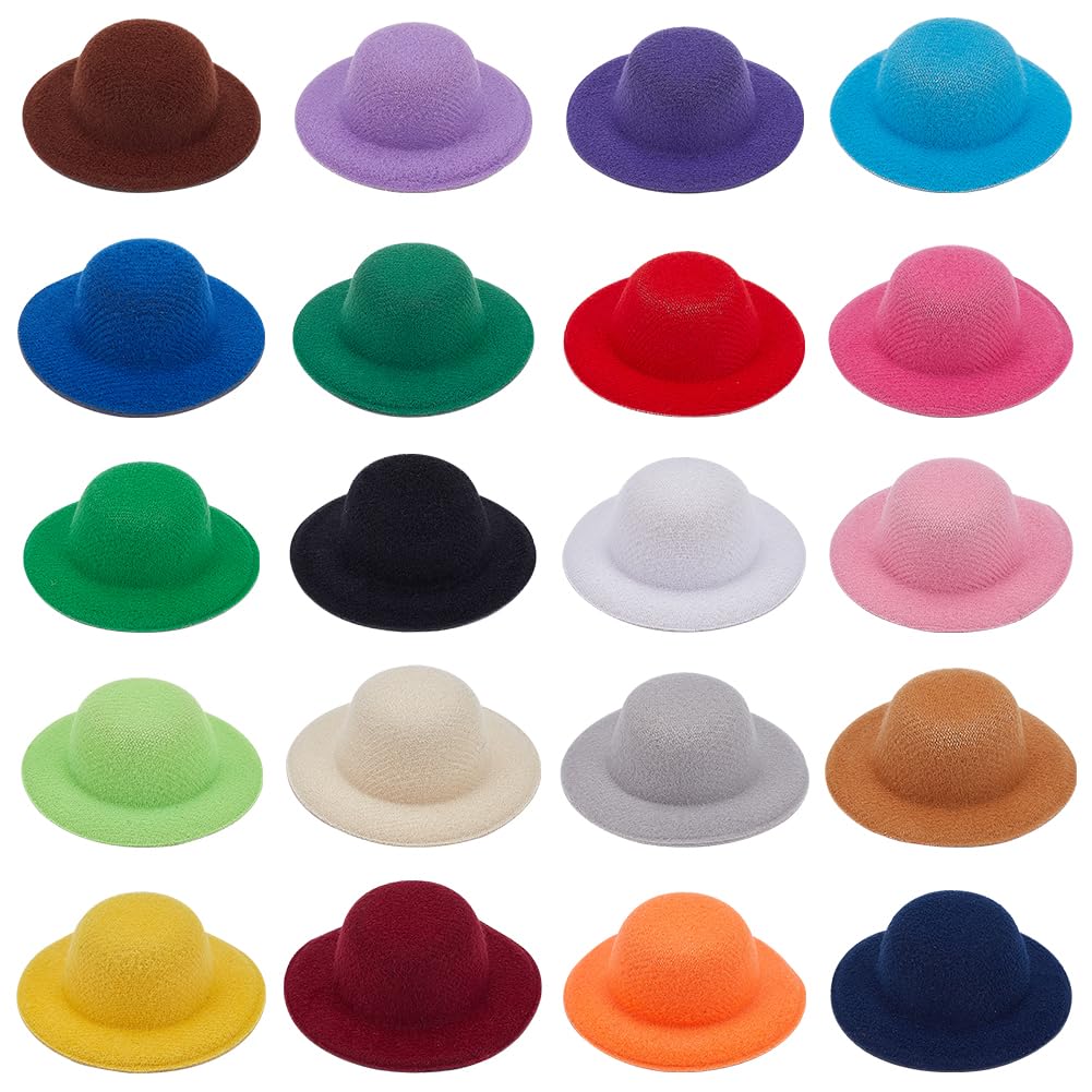 PLIGREAT 20 Pieces Mini Formal Hats Colorful Miniature Felt Hats for Crafts Miniature Top Hat Mini Pet Hats Party Decor Accessories Christmas Ornaments DIY Crafts Hair Accessories Decorate