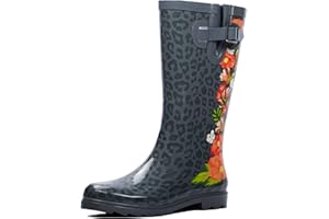 landchief Rain Boots for Women, Waterproof Ladies Tall Knee High Rubber boots,Comfort Garden Boots Anti-Slip Mid Heel Women Rain Shoes Outdoor