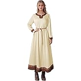 Teyujosem Women's Medieval Viking Dress Renaissance Peasant Linen Underdress