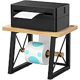 STARVAST Label Holder for Rolls and Fan-Fold Labels, Wooden Thermal Label Holder for Desktop Label Printer, Sticker Roll Holder Thermal Printer Accessory for Home, Office, Brown