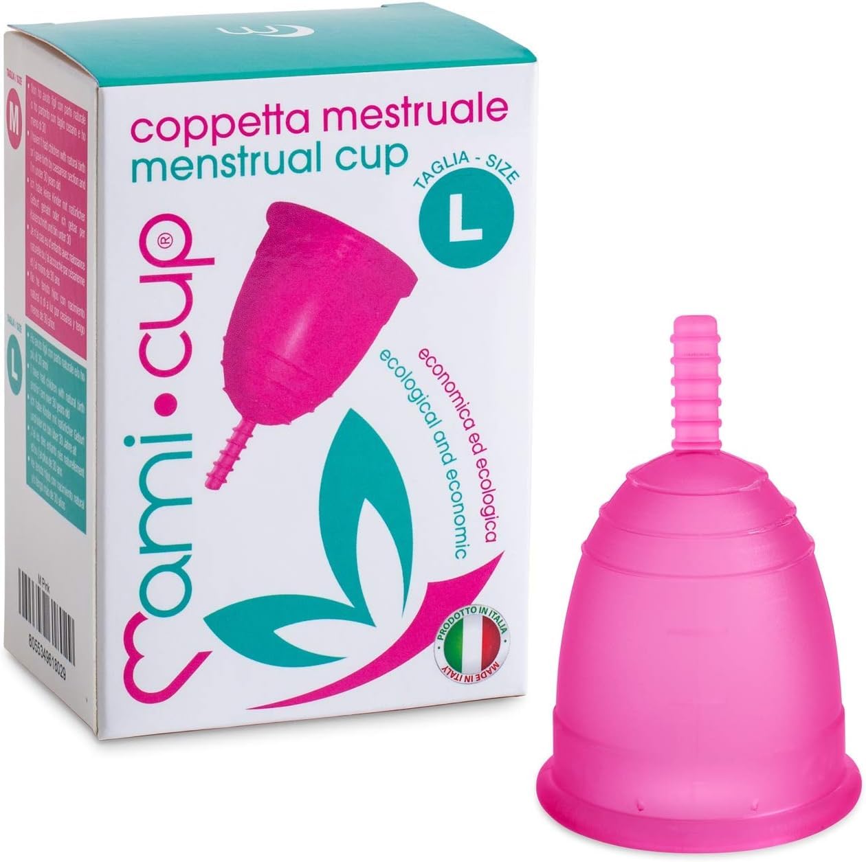 Mamicup® Menstrual Cup (Pink, L) Soft, Flexible, Reusable Medical-Grade Silicone- Most Comfortable Period Cup