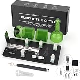 Godora Glass Bottle Cutter, Wooden Base DIY Kit with Dual Scales | Two Extra 3-6 mm &amp; 6-12 mm Cutting Heads, Stable Steel Backstop, Handheld Glass Cutter, Sanding Tools &amp; DIY Accessories