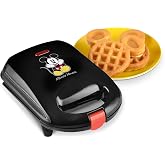 Disney Mickey Mouse Mini Waffle Maker by Select Brands, Nonstick | Nonstick Mickey-Shaped Waffle Iron for Fun Disney Breakfasts at Home, Easy to Use with Non-Skid Feet