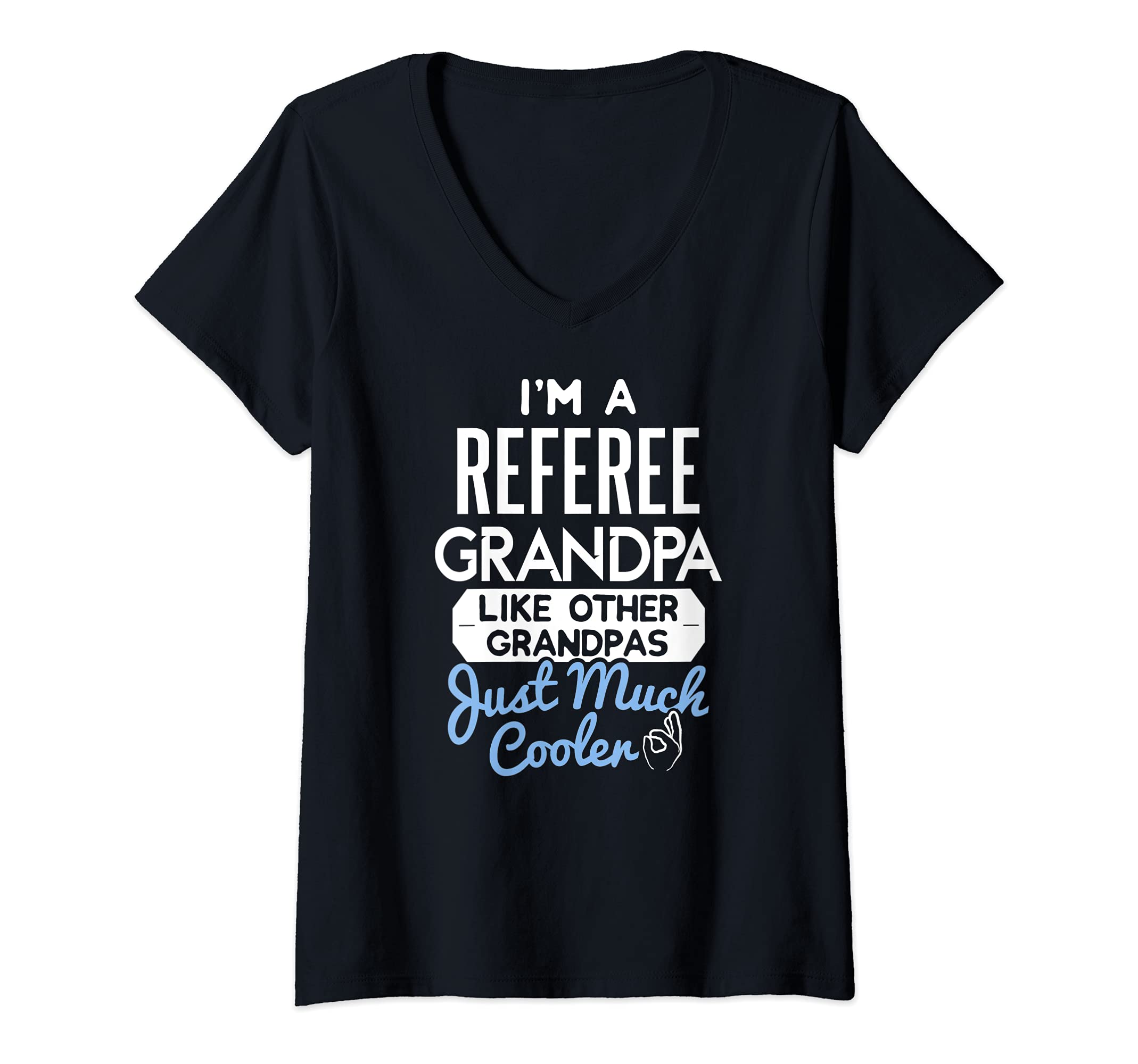 Womens Cool Fathers Day Design Referee Grandpa V-Neck T-Shirt