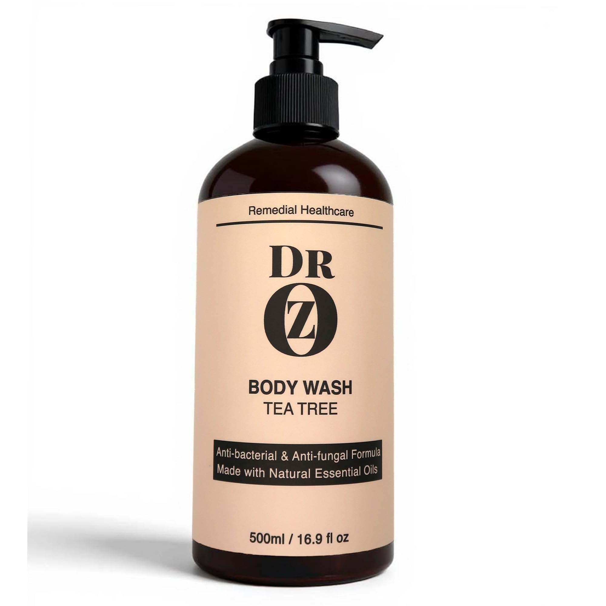 Dr Oz AntiBacterial Antifungal Body Wash with Tea Tree - For Acne, Folliculitis, Jock itch, Athletes foot, Body odor and Ringworm. For Healthier Skin. 500ml