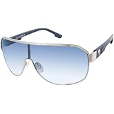 Rocawear Men's R1490 Metal Shield Sunglasses, Silver &amp; Blue, 133mm