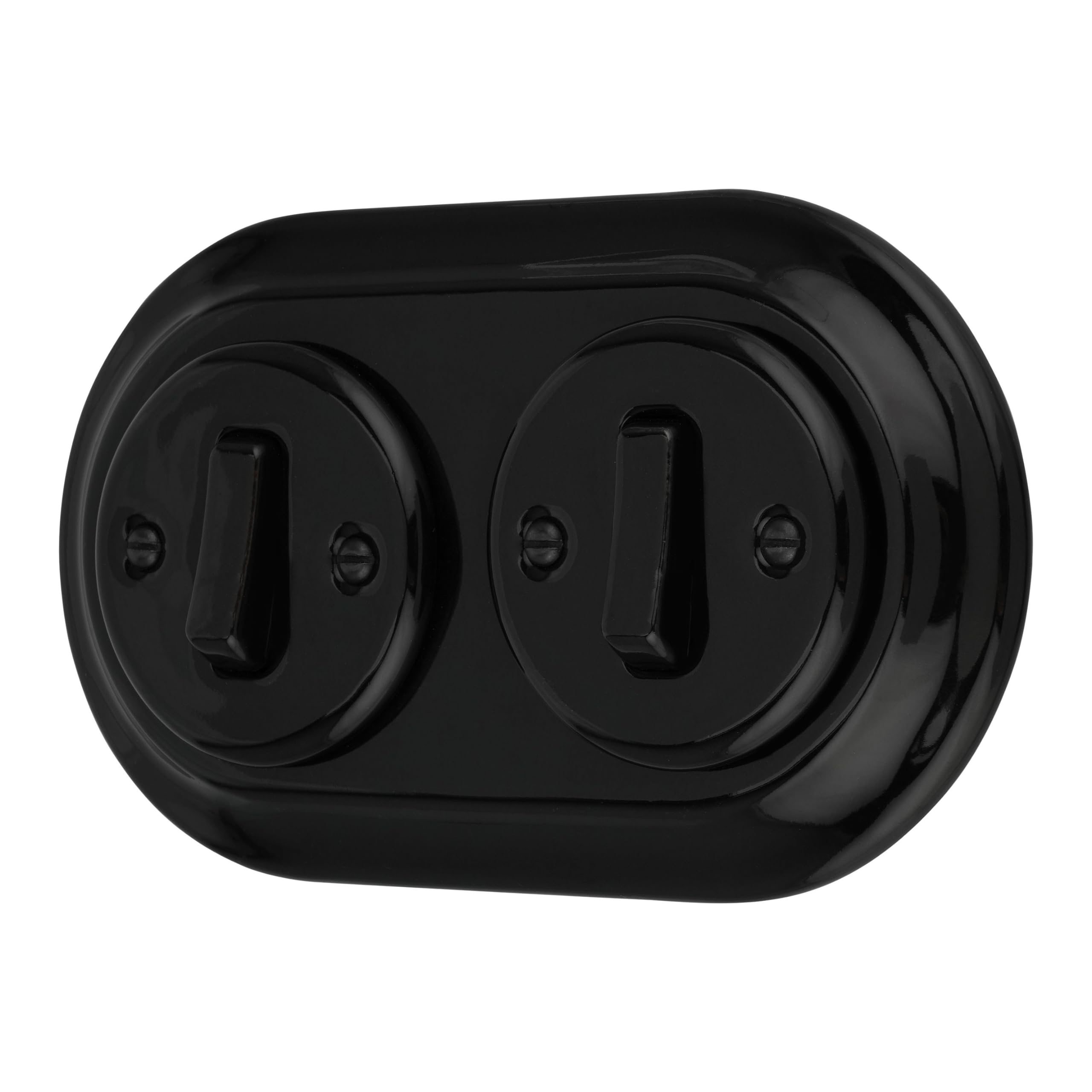 Flush-Mounted Porcelain Retro Switch, 2-Way, All-in-One, Set Series PR1 Black