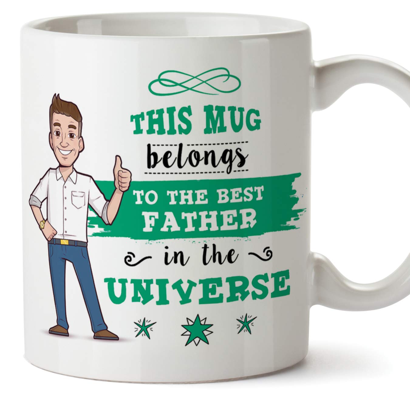 MUGFFINS Dad Mug - Best Dad in The Universe - Coffee Daddy Mug for Breakfast Birthday Present for Dad/Ceramic 11 oz