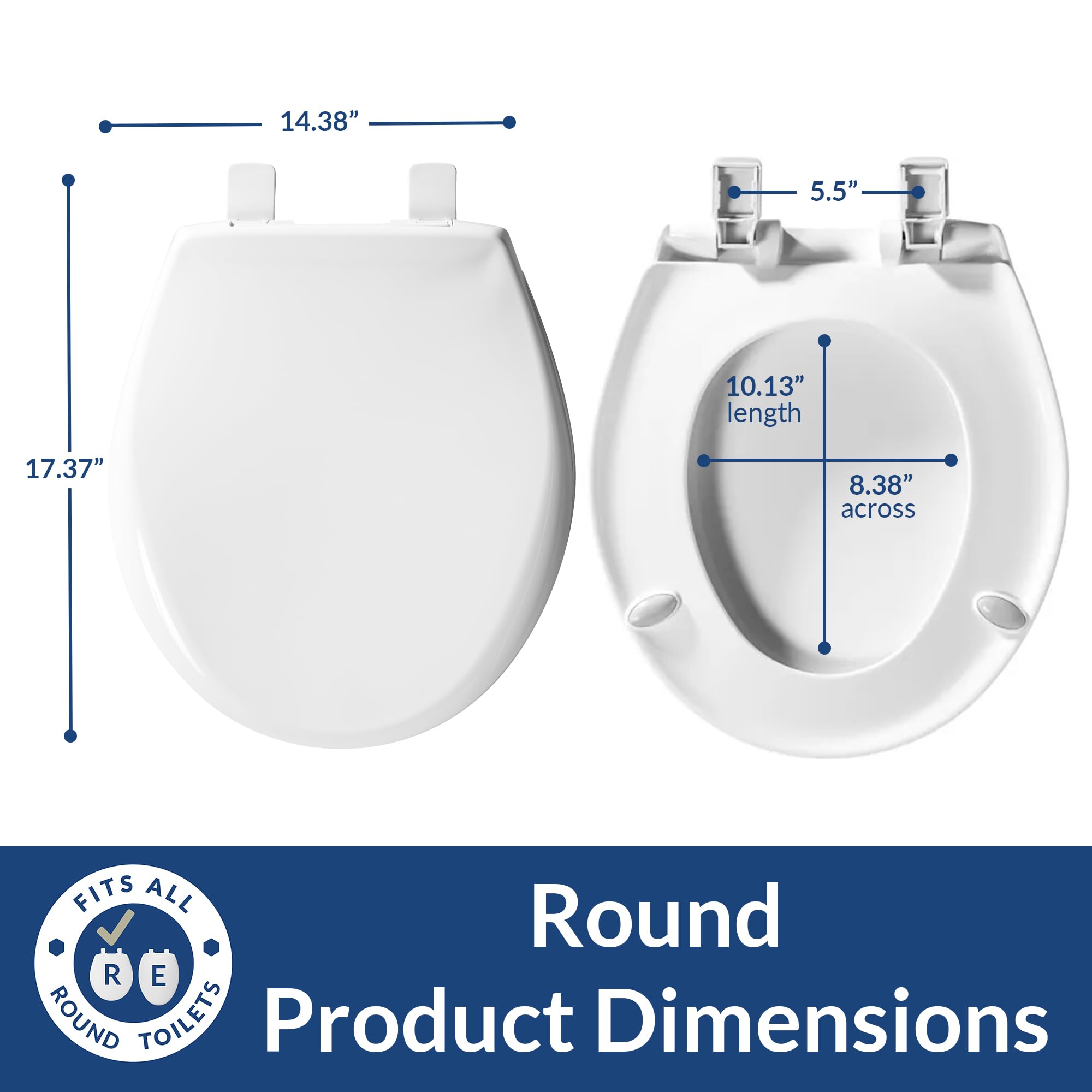 BEMIS 200E4 000 Affinity Toilet Seat will Slow Close, Never Loosen and Provide the Perfect Fit, ROUND, Plastic, White