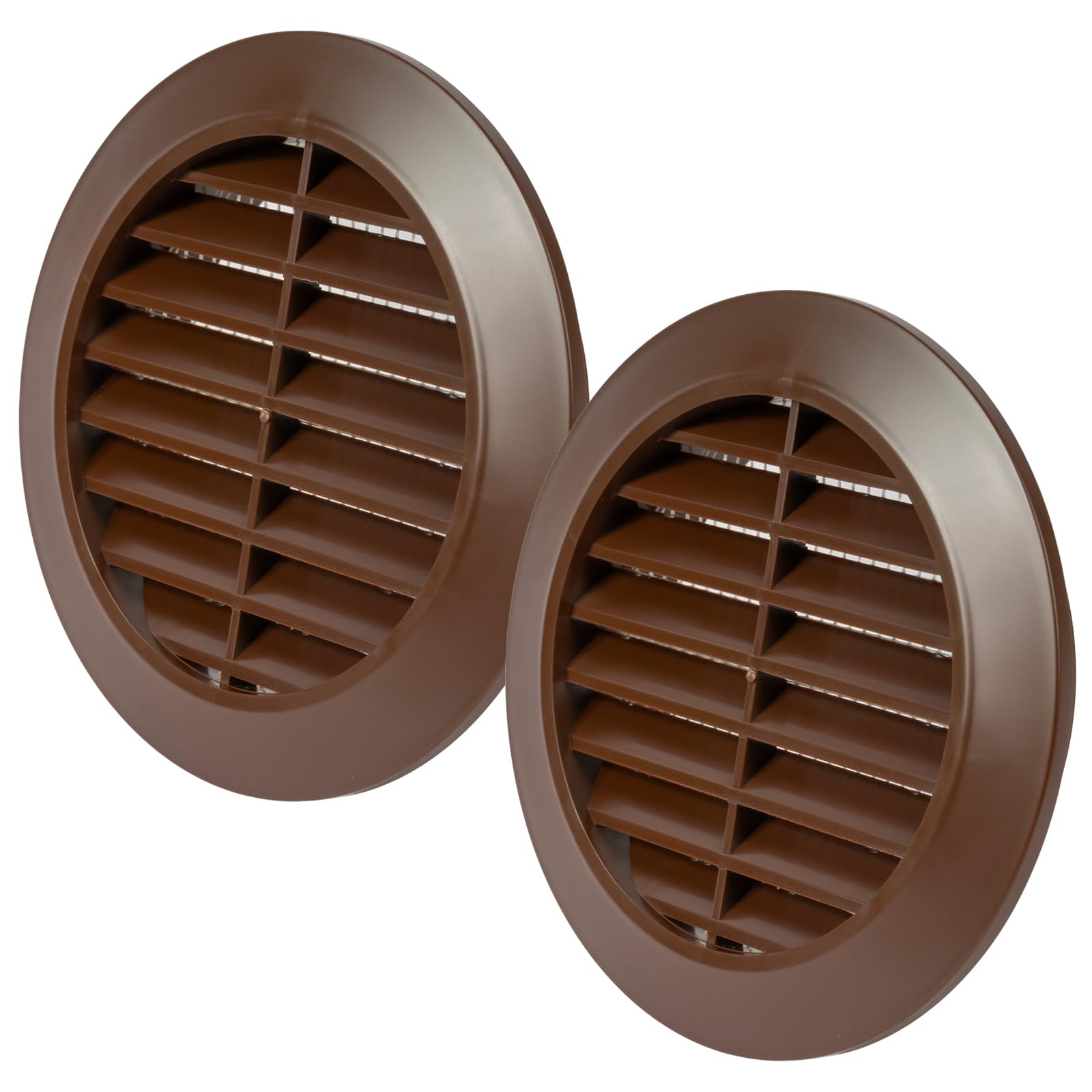 Vent Systems 80 mm / 3.15'' Inch - Brown Pack of 2 Air Vent Cover - Round Air Vents - Ventilation Grille - Integrated Insect Screen - HVAC Vents for Bathroom, Home Office, Kitchen