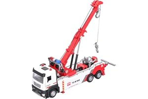 Depisuta Crane Truck Toy, 1:32 Construction Toy Trucks with Sound Light, 360 Degree Rotating Arm, 2 Hook, Construction, Engin