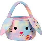 Easter Baskets for Kids,Plush Egg Hunting Easter Buckets with Handle Folded Ears, Gifts Boys Girls