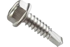 ECOM FASTENERS 1/4" x 1-1/2" Hex Washer Head Self Drilling Screws, Self Tapping Sheet Metal Tek Screws, 410 Stainless Steel, 100 PCS