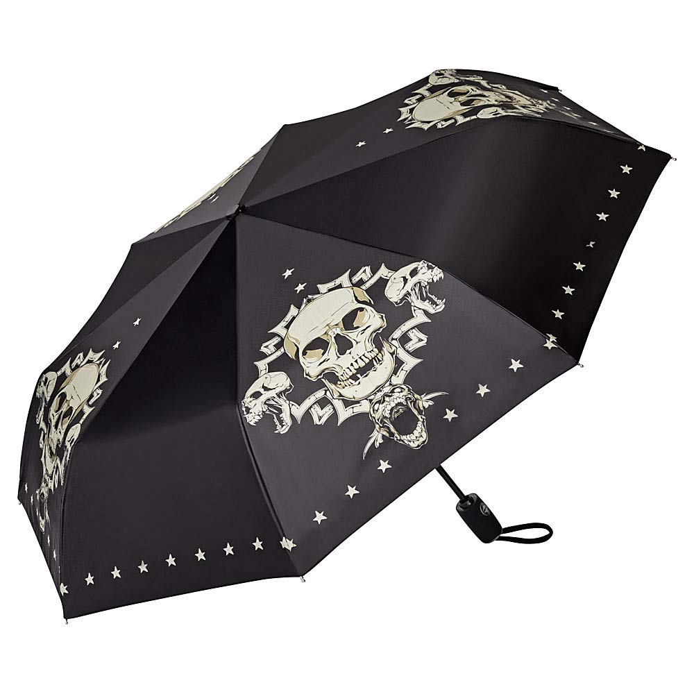 VON LILIENFELD® Folding Pocket Umbrella Automatic Lightweight auto Open Motif Women Men Skull