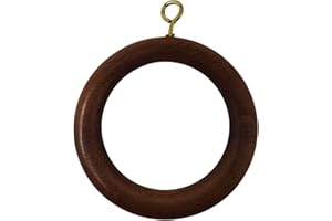 Galaxy Indiacraft 24 Pcs Premium Wooden Window Curtain Drapery Rings, Hooks, Clips for 1.5" to 2.2 Inch Curtain Rod Pole (Inner Día 2.5 Inch, Outer Día 3.5 Inch)