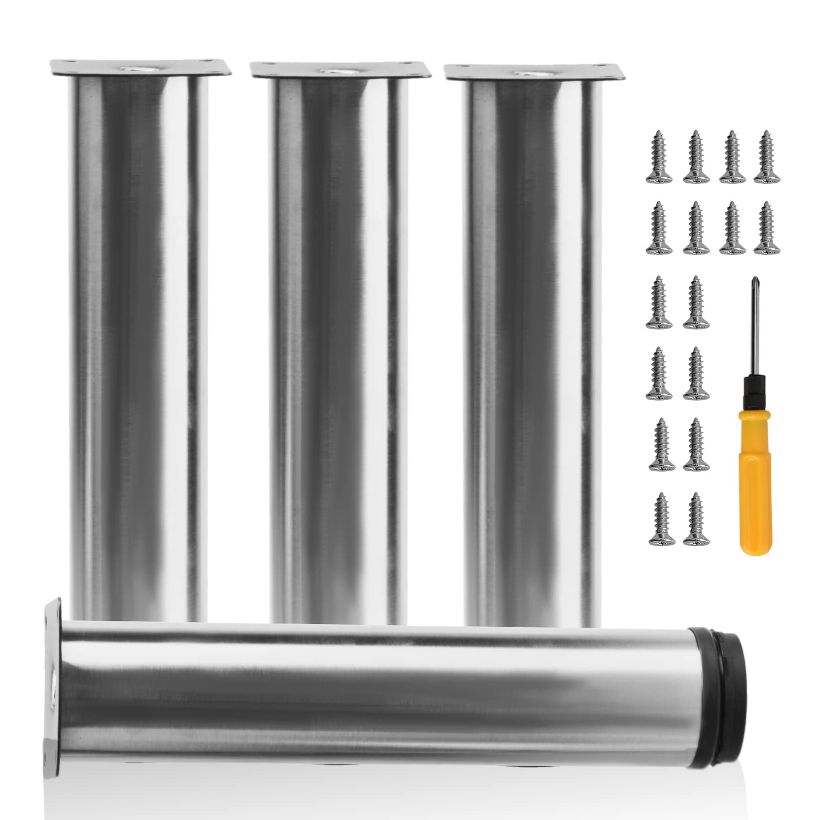 Toolzia 4Pcs Furniture Legs, 9.84"/25cm Adjustable Furniture Support Feet,Adjustable Height Replacement Support Feet Legs for Sofa Table Chair Desk Kitchen Cupboard Cabinets Legs Feet (Silver)