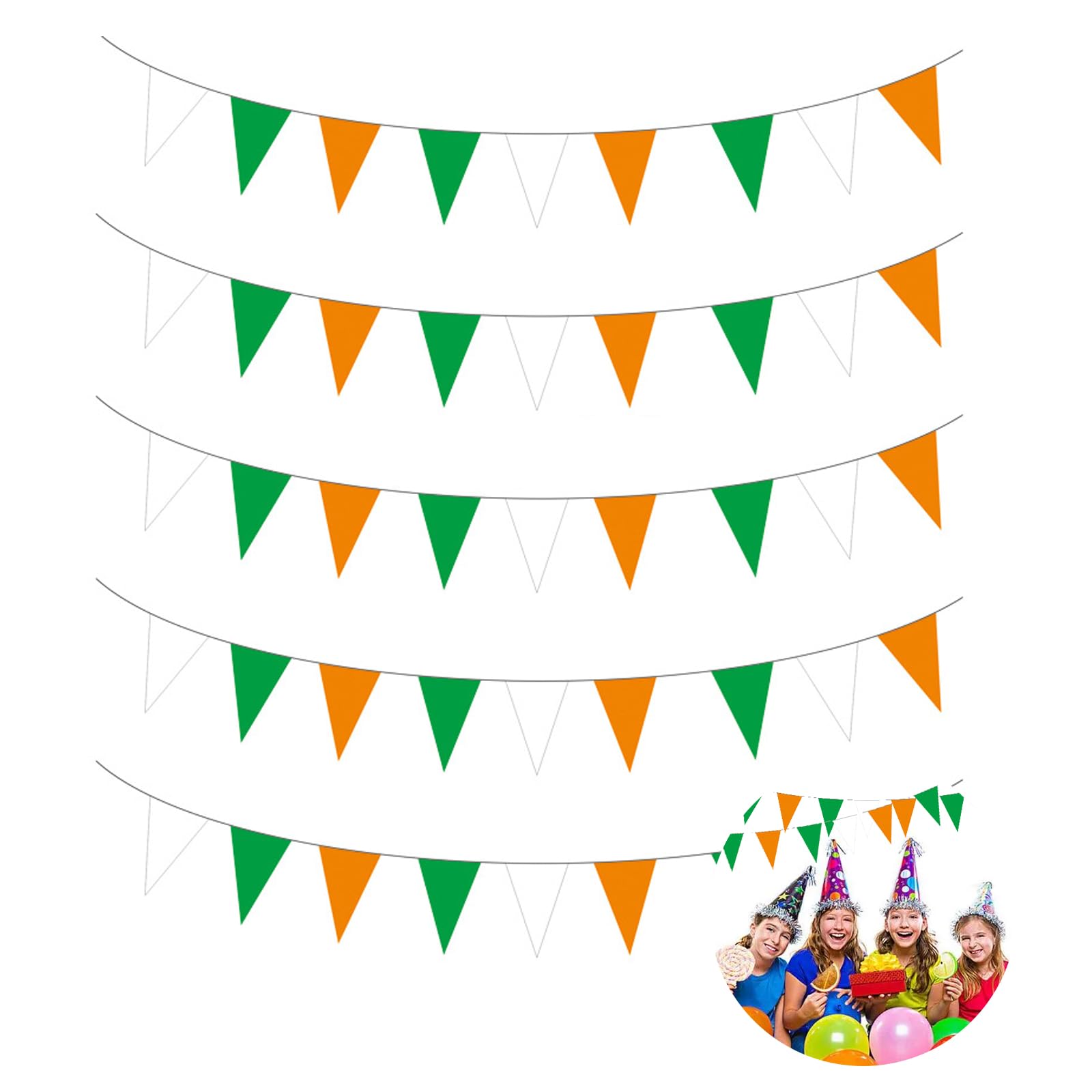 EULAPGOE St Patrick's Day 25 Pennant Irish 6m Green, White & Orange Bunting Decoration