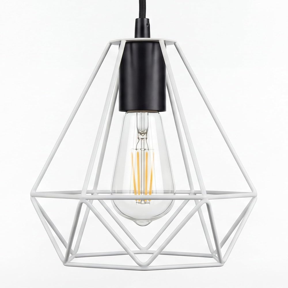 Giggi White Cage Ceiling Light Shade Industrial Ring Pendant