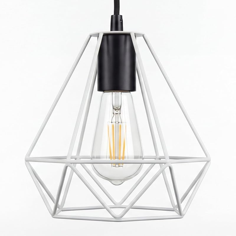 Giggi White Cage Ceiling Light Shade Industrial Ring Pendant