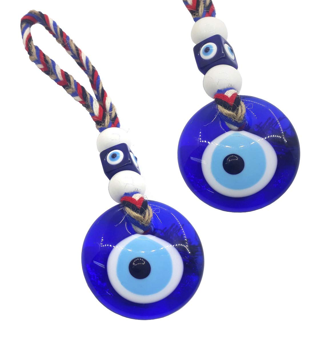 Perlin Nazar Boncuk Boncugu Turkish Blue Eye Evil Eye Wall Hanging 21cm Ornament Charm Decoration Cover Blessing Gift Glass Beads Pendant for Home Office Car