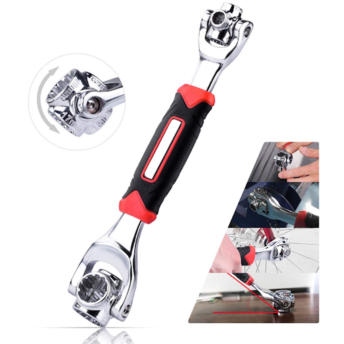 Techson 48 in 1 Socket Wrench, Stainless Steel Professional Multi-Functional Rotating Tools, 360 Degree Revolving Spanner