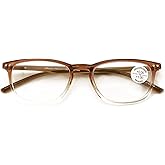 V.W.E. Lightweight Progressive Clear Bifocal Reading glasses - No Line or Bubble - Zero Power on Top Reader Translucent Slim