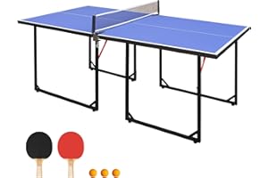 SculPong Ping Pong Table Foldable Table Tennis Table with Net, Table Tennis Paddles and Balls, 4.5FT/6FT/9FT MDF Multi-Use Family Game Table for Kid Teenager Adult, Compact & Portable