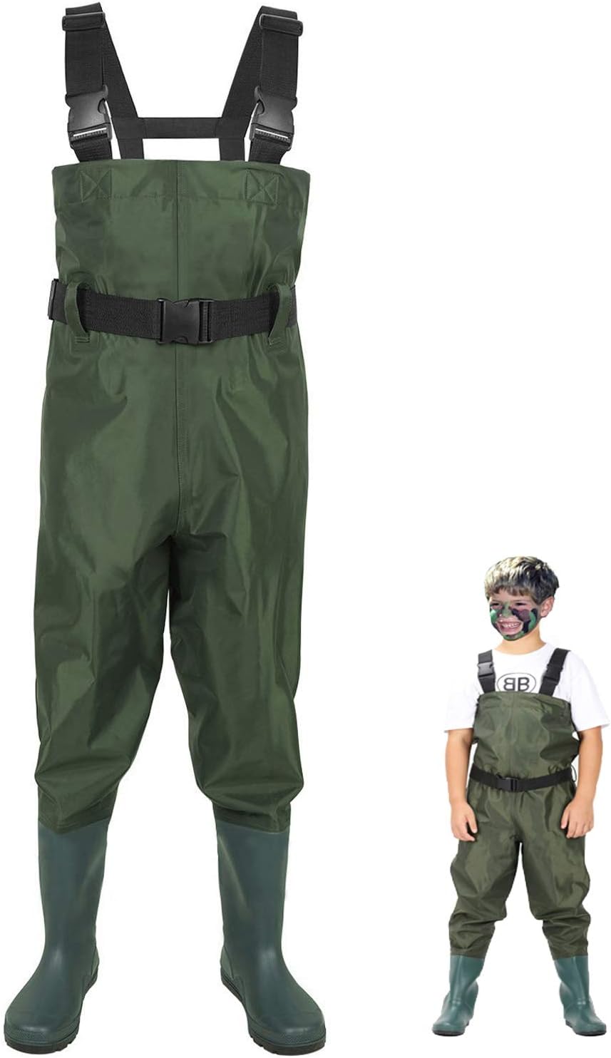 LANGXUN Hip Waders for Kids, Lightweight and Breathable PVC Fishing Waders for Children