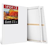 ESRICH Stretched Canvas for Painting 18x24 Inch, 3Pack Large Canvas for Painting, Triple Primed Acid-Free Cotton Blank Canvases for Oil, Acrylic, Watercolor & Gouache for Paint Parties, Art Classes