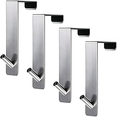 ARTOYS 4pk Over Door Hooks Hanger 304 Stainless Steel Towel Coat No Drilling