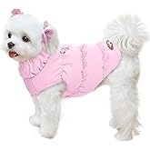 ABRRLO Winter Warm Dog Jacket for Small Medium Dogs Cat Cold Weather Coats with Harness Paded Dogs Fleece Vest Waterproof Windproof Dog Snow Jacket Pet Puppy Clothes (Pink,S)