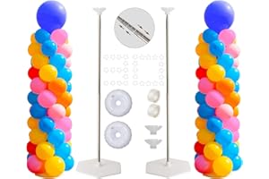 YEUNMU Balloon Stand Kit, Set of 2, 7 Feet Adjustable Balloon Column Stand for Floor, Reusable Metal Telescopic Balloon Stands for Floor with Base for Birthday, Wedding, Baby Shower, Graduation Party
