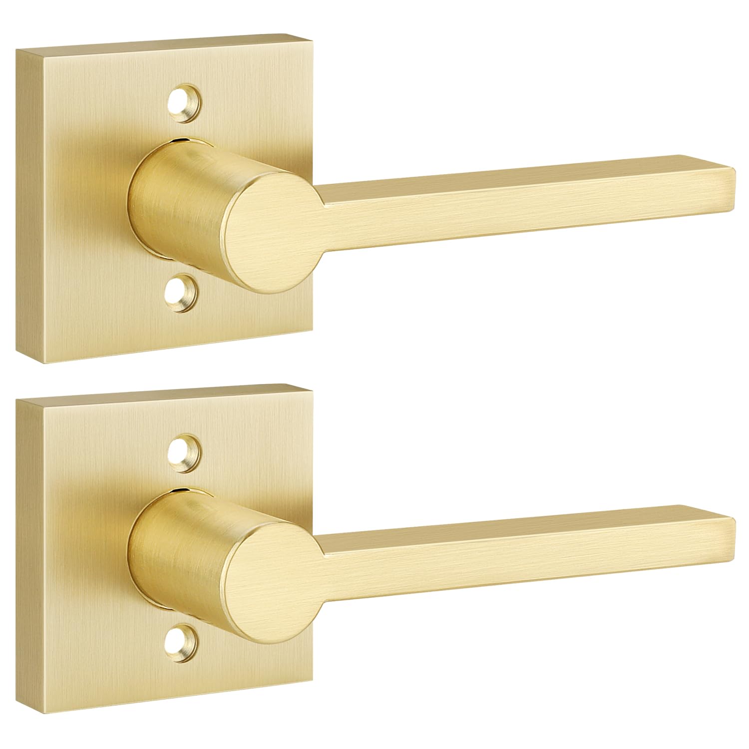 Photo 1 of EHOMEWARE 2 Pack Satin Brass Dummy Door Handle, Interior Door Lever for Pull or Push Only, Heavy Duty Single Sided Door Handles for French or Closet Doors