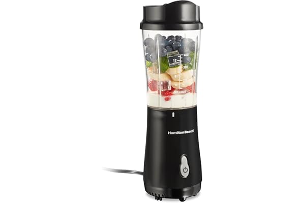 Hamilton Beach Personal Blender for Shakes and Smoothies with 14 Oz Travel Cup and Lid, Black (51101BC)