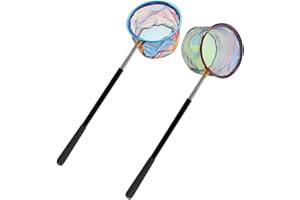 LPEIEB Fishing Net 2 Pack Retractable Lightweight Landing Net with Aluminum Rod Handle Kids Fishing Nets for Youth Catch and Release Butterfly Nets