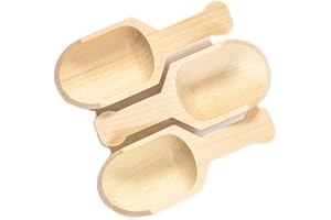 Perfectware PW Scoop 4-10 Mini Wooden Scoops, 0.25" Height, 0.25" Width, 4" Length (Pack of 10), Small,Beige