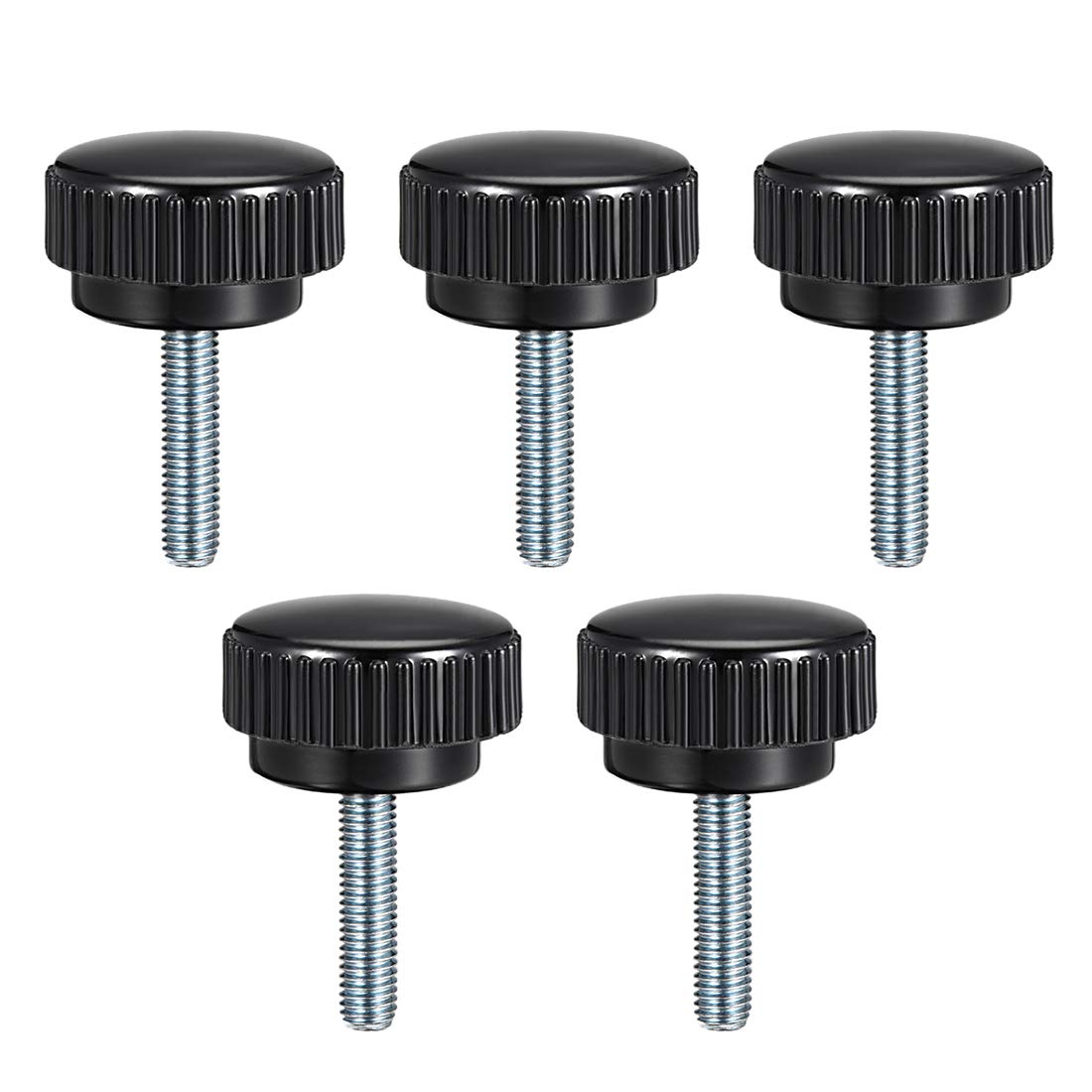 sourcing map M8 x 25mm Male Thread Knurled Clamping Knobs Grip Thumb Screw on Type 5 Pcs