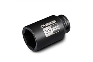 CASOMAN 1/2" Drive x 33 mm Deep 6 PT Impact Socket, CR-MO, 1/2-inch Drive 6 Point Axle Nut Socket for Easy Removal of Axle Sh