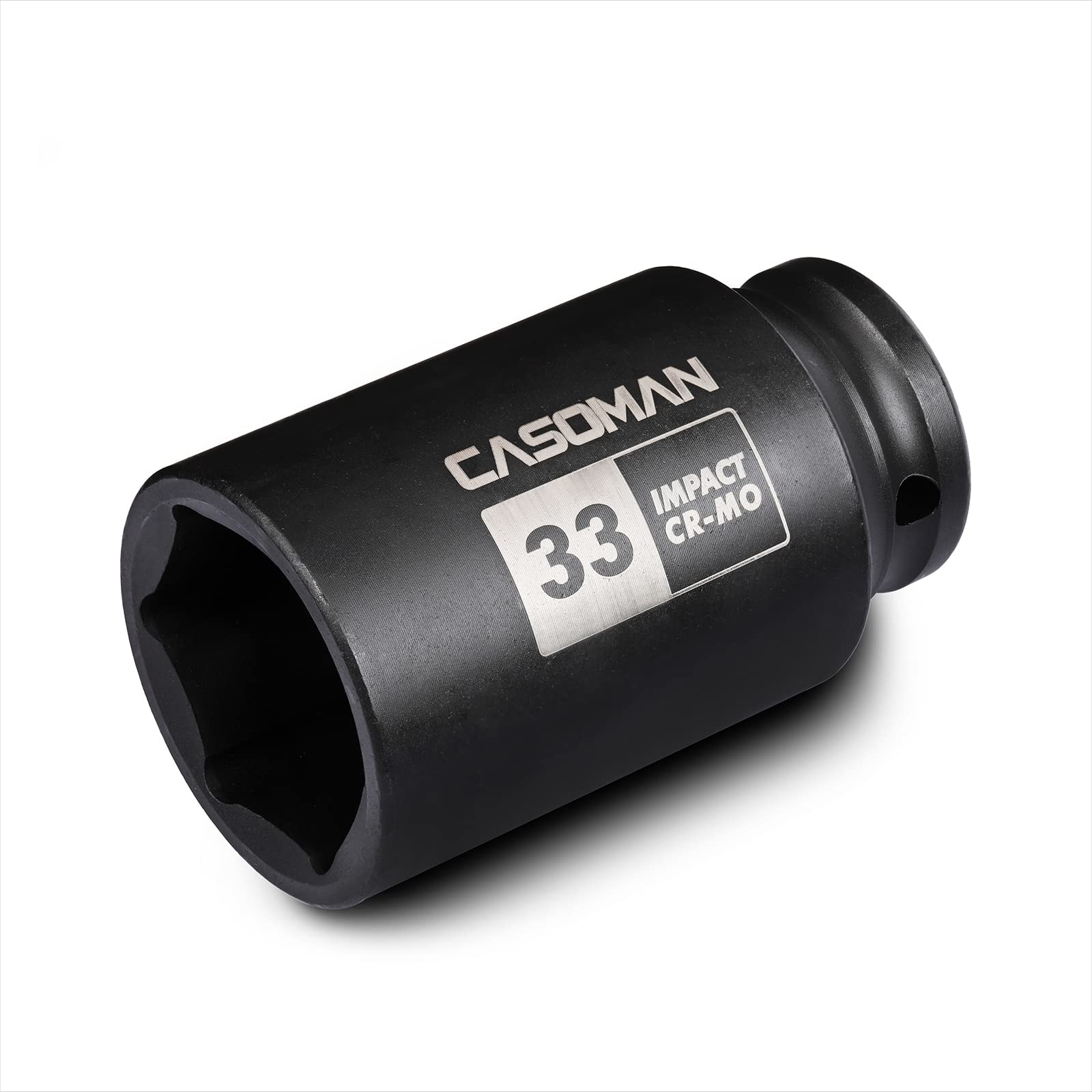 CASOMAN 1/2" Drive x 33 mm Deep 6 PT Impact Socket, CR-MO, 1/2-inch Drive 6 Point Axle Nut Socket for Easy Removal of Axle Shaft Nuts (33MM) — image 1