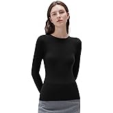 SUUKSESS Cloud Cashmere Women Crew Neck Fitted Long Sleeve Shirt Basic Knit Tops