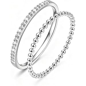 2-Pack 14K Gold Plated Stackable Bands for Oura Ring Gen 5 | Slim 1.8mm Cubic Zirconia Simulated Diamond Stacking Rings Oura