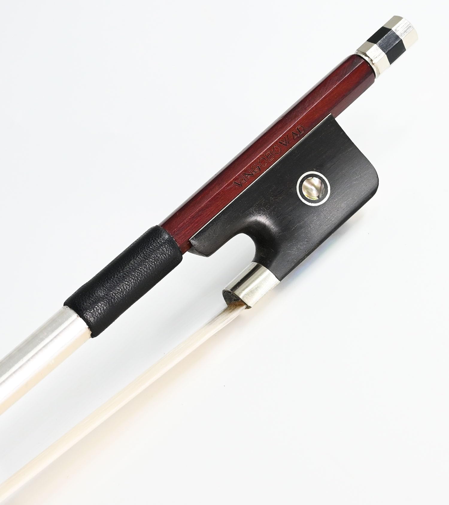 Brazilwood Octagonal Cello Bow 3/4 Size VINGOBOW 310C Advanced Level Parisian Eyes Ebony Frog Sweet Sound Natural Horse Hair Straight Smooth Tuner Easy Rosin Neat Works