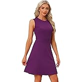 Allegra K Women's Work Dress Round Neck Solid Color Sleeveless A-Line Casual Office Dresses