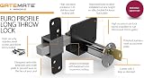 Gatemate Premium Long Throw Lock Double Locking 2 Inch Stainless Black view 4
