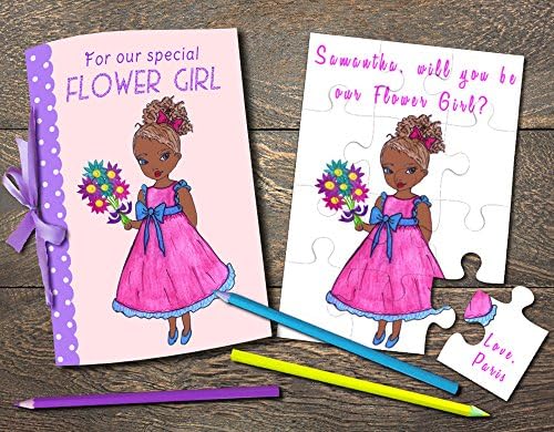 African American Flower Girl, Flower Girl Wedding Coloring Book, Will You Be My Flower Girl Puzzle, Flower Girl Proposal Gift