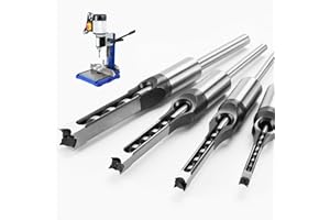 YGFRSTO 4 Pcs Mortise Chisel Set 1/4 5/16 3/8 1/2 Inch Square Hole Drill Bits for Mortiser Wood Mortising Chisel Drill Bit Hollow Chisel Mortise and Tenon Drill Tools